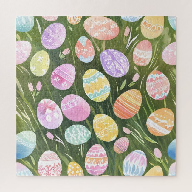 Pastel Easter Eggs | Beautiful Spring Watercolor Jigsaw Puzzle (Vertical)