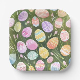 Pastel Easter Eggs   Beautiful Spring Watercolor Paper Plates