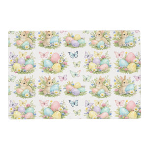 Pastel Easter Eggs & Bunnies Flowers & Butterflies Placemat