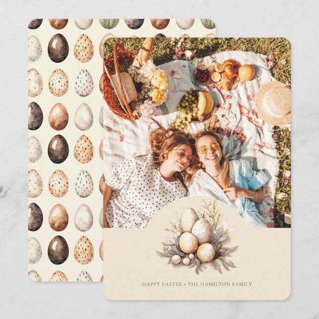 Pastel Easter Eggs Design with Photo Personalized Holiday Card (Front/Back)
