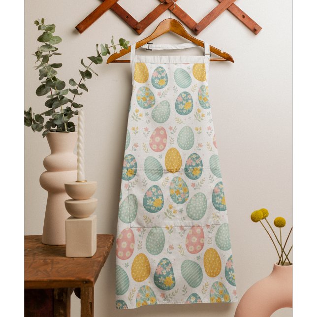 Pastel Easter Eggs Floral Pattern - Cute Spring  Apron (Creator Uploaded)