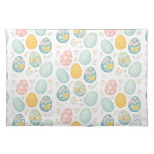 Pastel Easter Eggs Floral Pattern - Cute Spring  Cloth Placemat