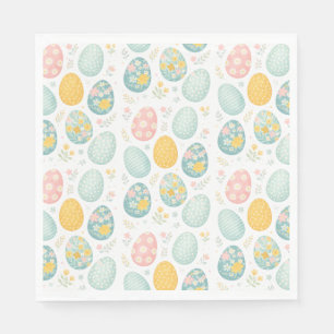 Pastel Easter Eggs Floral Pattern - Cute Spring  Napkins