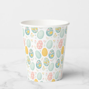 Pastel Easter Eggs Floral Pattern - Cute Spring  Paper Cups