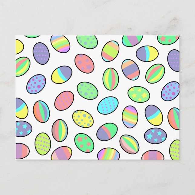 Pastel Easter Eggs Print Holiday Postcard (Front)