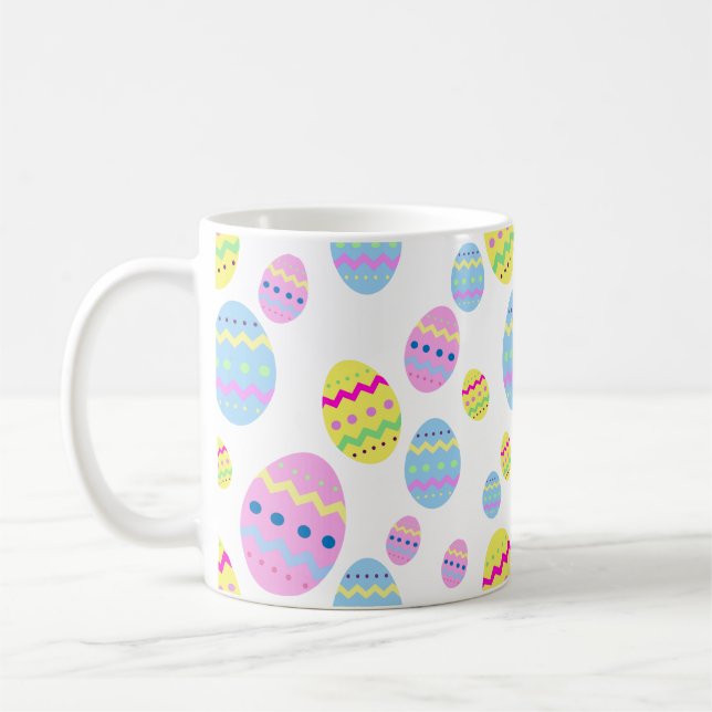 Pastel Easter Eggs Spring Pattern Coffee Mug (Left)