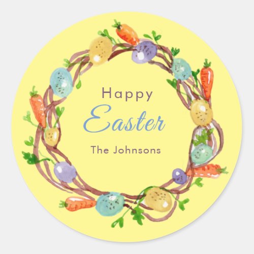 Pastel Easter eggs yellow  Classic Round Sticker