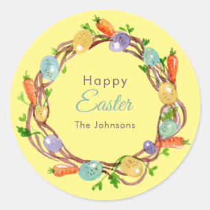 Pastel Easter eggs yellow Classic Round Sticker
