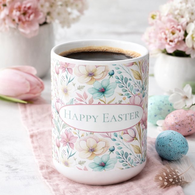 Pastel Easter Floral Art with Spring Blooms  Coffee Mug (Creator Uploaded)