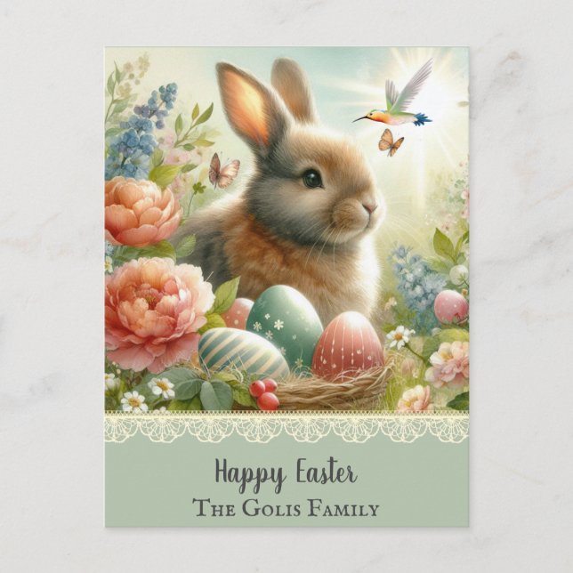 Pastel Easter Holiday Personalized Postcard (Front)
