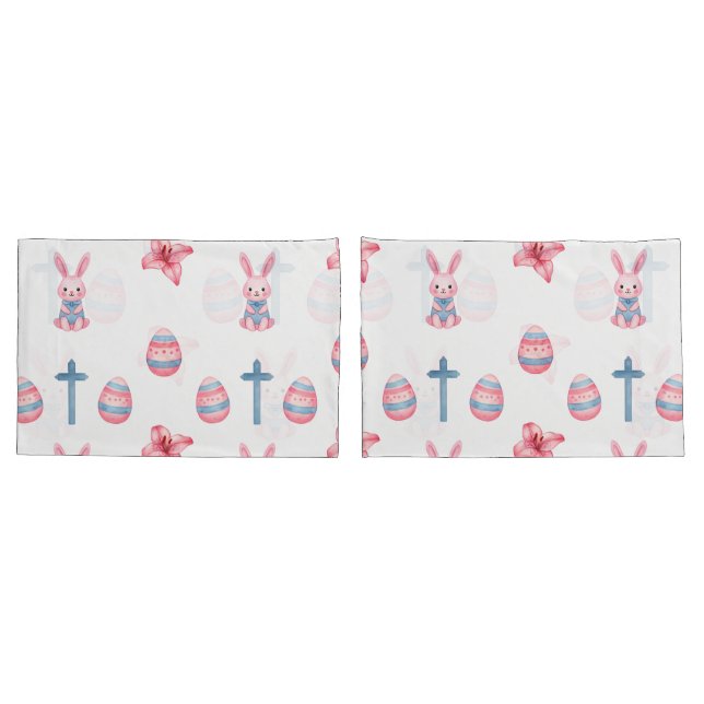 Pastel Easter Parade – Seamless Bunny Pillow Case (Back-Set)