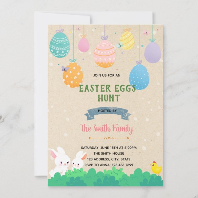 Pastel easter party invitation (Front)