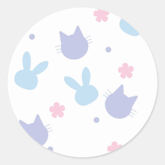 Pastel Easter Spring Pattern Classic Round Sticker