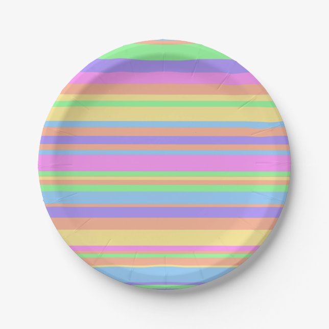 Pastel Easter Stripes Paper Plates (Front)