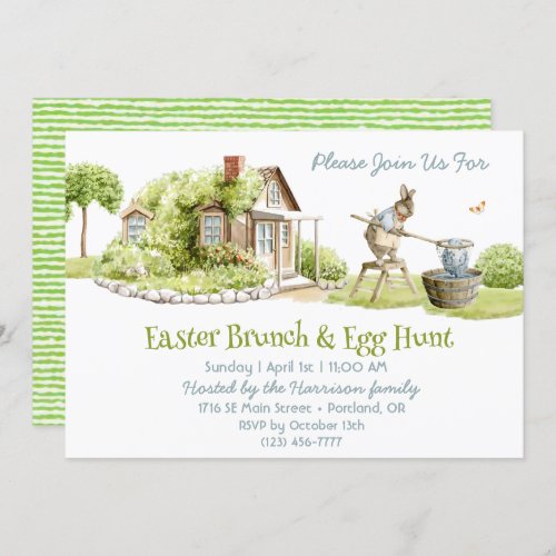 Pastel Easter watercolor bunnies Invitation