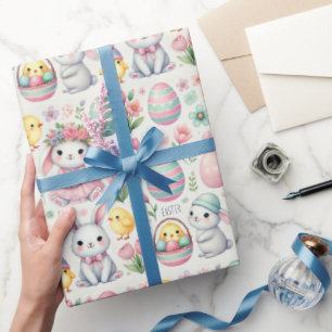 Pastel Easter Wrapping Paper – Cute Bunnies, Eggs