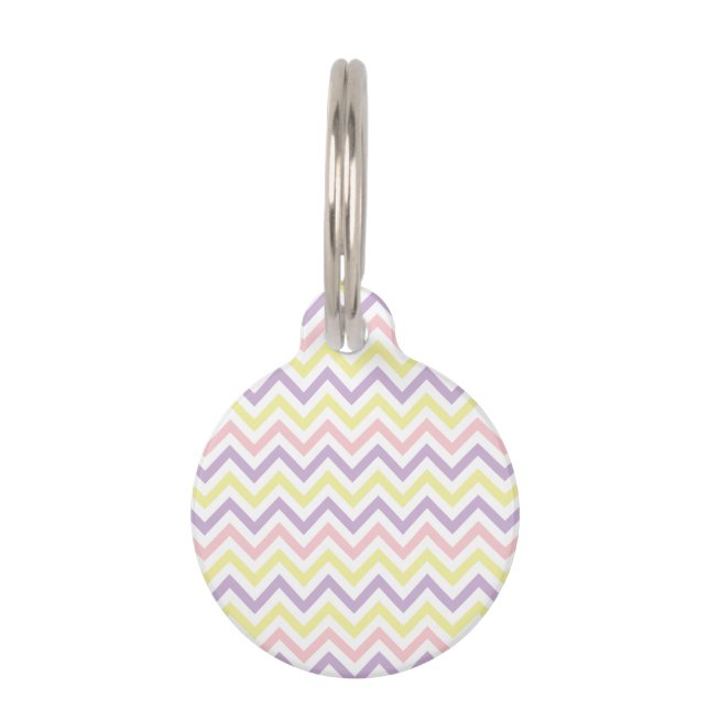 Pastel Easter Zig Zags Pattern Pet ID Tag (Front)