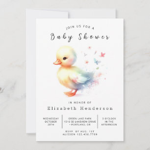 Pastel Editable Duck Baby Shower Invitation