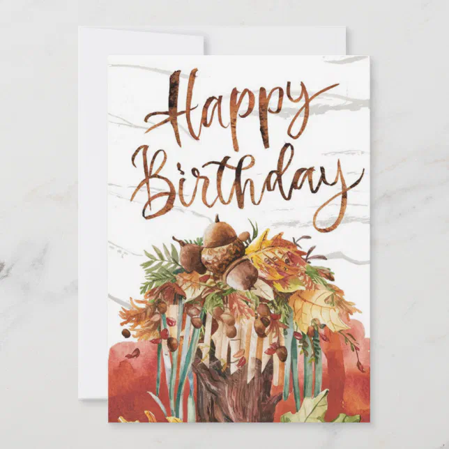 Pastel Editable Season Autumn Fall Happy Birthday Card | Zazzle