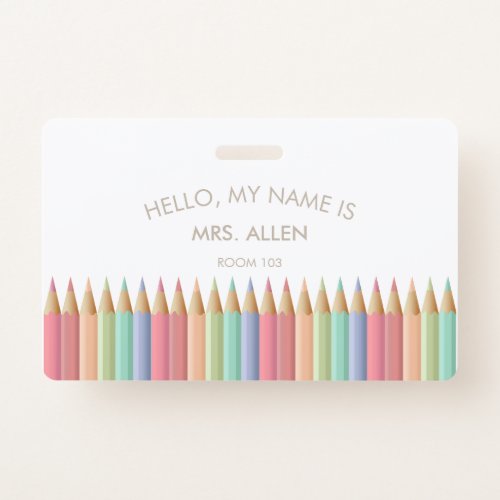 Pastel Educator Teacher ID Badge