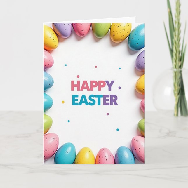 Pastel Egg Garland Easter Card (Front)