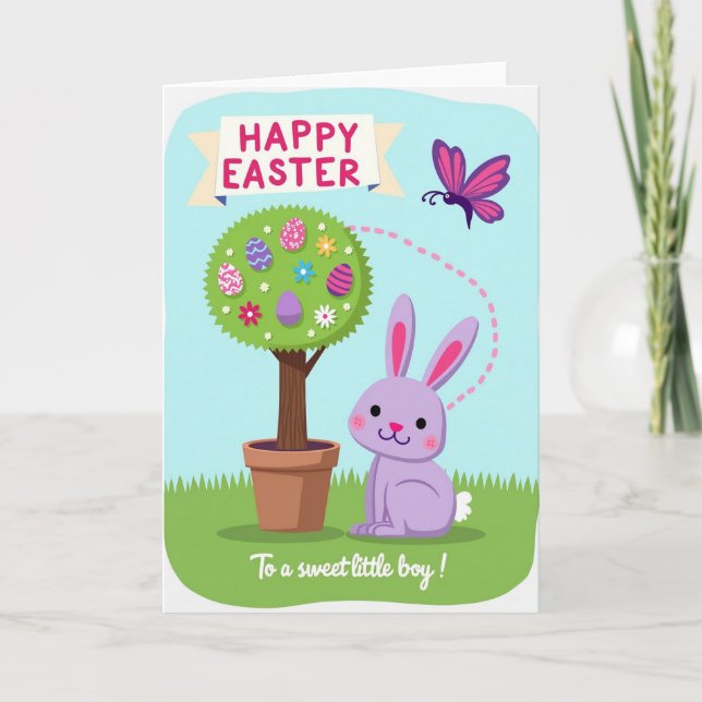 Pastel Egg Pattern Tree Card (Front)