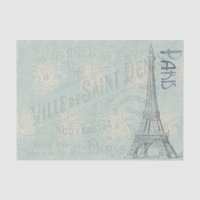 Pastel Eiffel Tower Paris and Script Tissue Paper (Front)