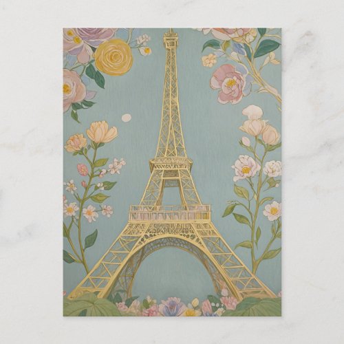 Pastel Eiffel Tower Postcard