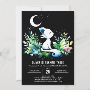 Pastel Elegant Cat Birthday Invitation