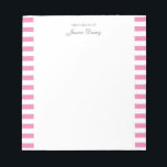 Pastel Elegant Classic Script Great Ideas Feminine Notepad<br><div class="desc">Personalized classic elegant girly pastel esthetic notepad for her. With a saying "Great ideas of". Classic pink-colored stripes pattern on a white,  trendy useful notepad.</div>