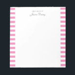 Pastel Elegant Classic Script Great Ideas Feminine Notepad<br><div class="desc">Personalized classic elegant girly pastel esthetic notepad for her. With a saying "Great ideas of". Classic pink-colored stripes pattern on a white,  trendy useful notepad.</div>