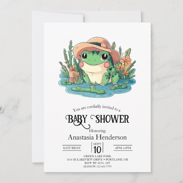 Pastel Elegant Frog Baby Shower Invitation (Front)