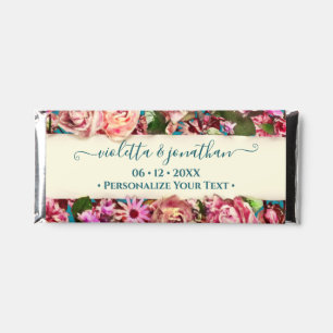 Pastel Elegant Vintage Blush Victorian Rose Custom Hershey Bar Favors