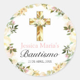 Elegante Pastel Bautizo Amarillo Bebé Classic Round Sticker | Zazzle