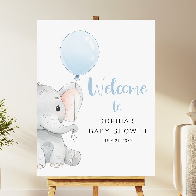 Pastel Elephant Baby Shower Welcome Sign (Creator Uploaded)