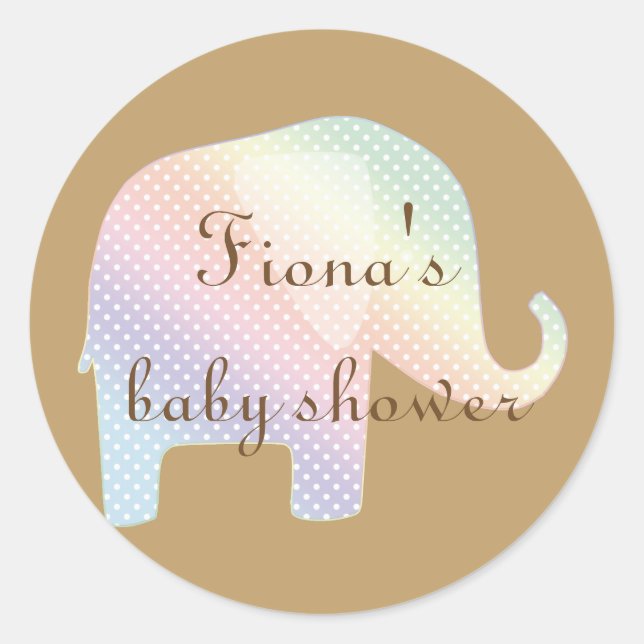 pastel elephant classic round sticker (Front)