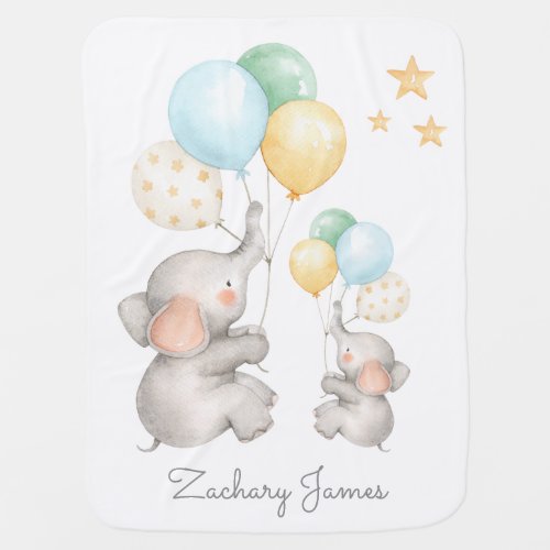 Pastel Elephant Modern Nursery Baby Blanket