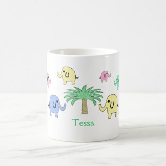 Pastel Elephants and Palm Tree Mug