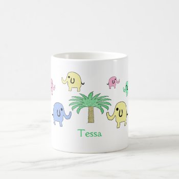 Pastel Elephants And Palm Tree Mug by debinSC at Zazzle