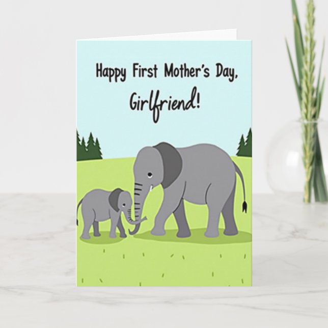 Pastel Elephants Mothers Day Card (Front)