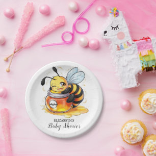 Pastel Enchanted Bee Baby Shower Paper Plates