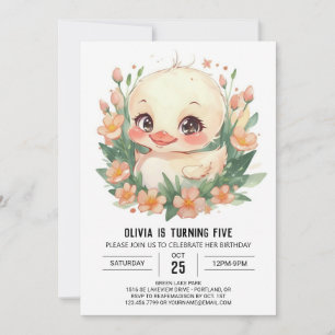 Pastel Enchanted Duck Birthday Invitation