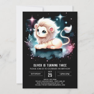 Pastel Enchanted Lion Birthday Invitation