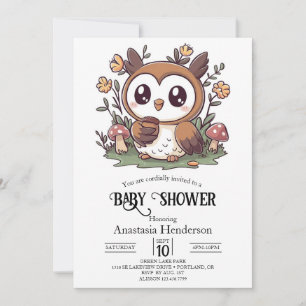 Pastel Enchanted Owl Baby Shower Invitation