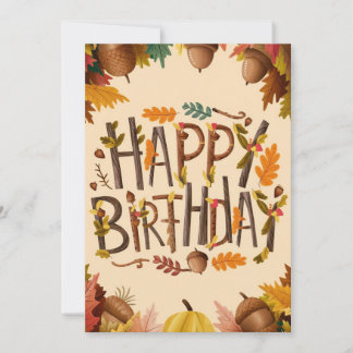 Pastel Enchanted Warm Autumn Fall Happy Birthday Card