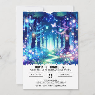 Pastel Enchanted Woodland Digital Birthday Invitation