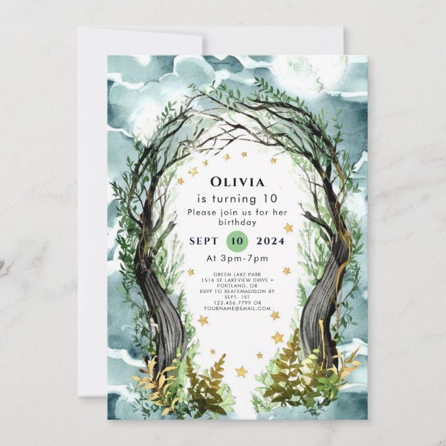 Pastel Enchantment Woodland Birthday Invitation (Front)