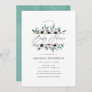 Pastel Eucalyptus Anemone Geometric Baby Shower Invitation