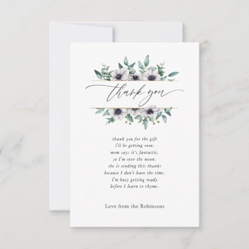 Pastel Eucalyptus Anemone Geometric Baby Shower Thank You Card