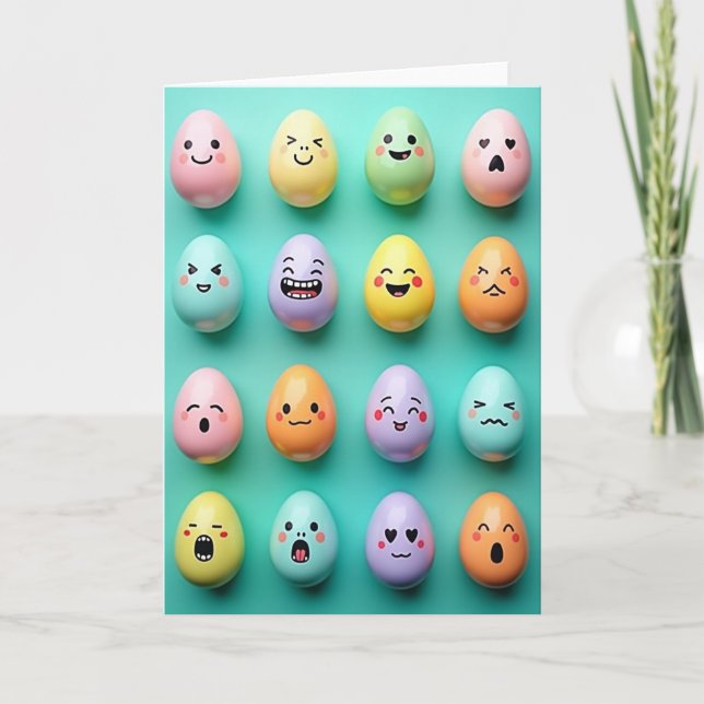 Pastel Faces Fun Friend Card (Front)